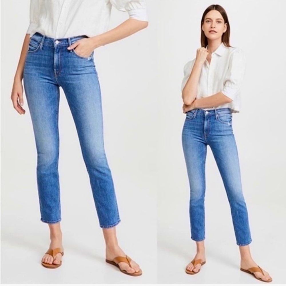 Mother The Mid Rise Dazzler Ankle Cut & Paste Womens Blue Jeans Size 30